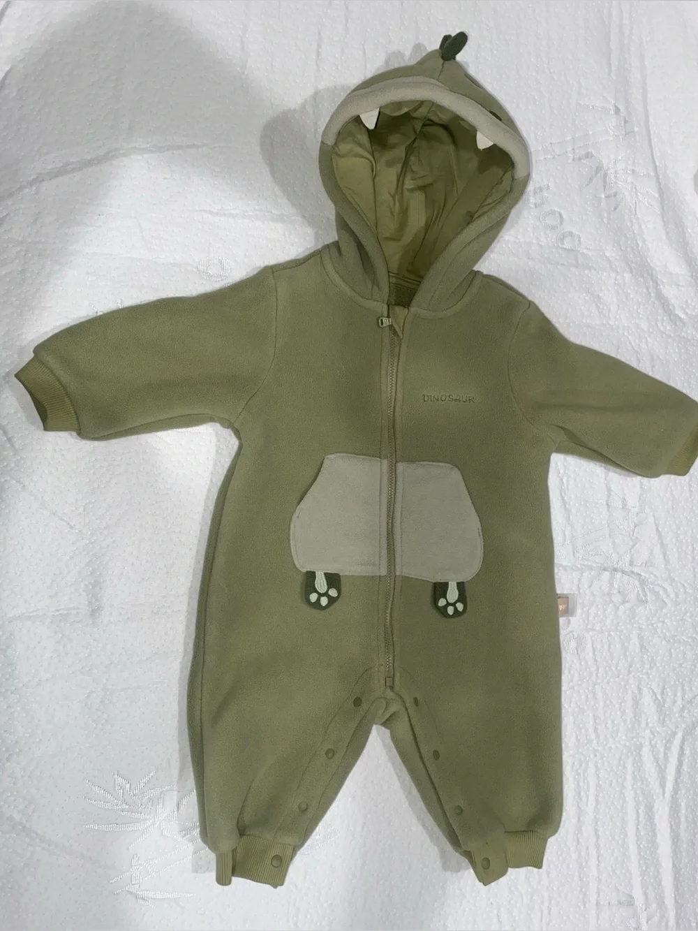 Baby Dinosaur Fleece Romper – 3–6M